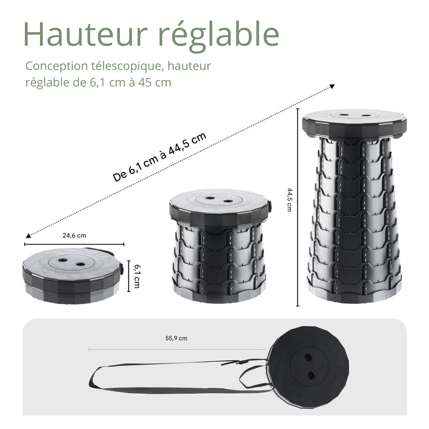 Tabouret Pliable – Ultra Léger, Solide et Facile à Transporter