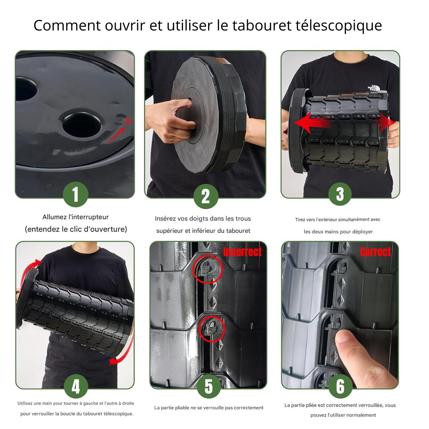 Tabouret Pliable – Ultra Léger, Solide et Facile à Transporter