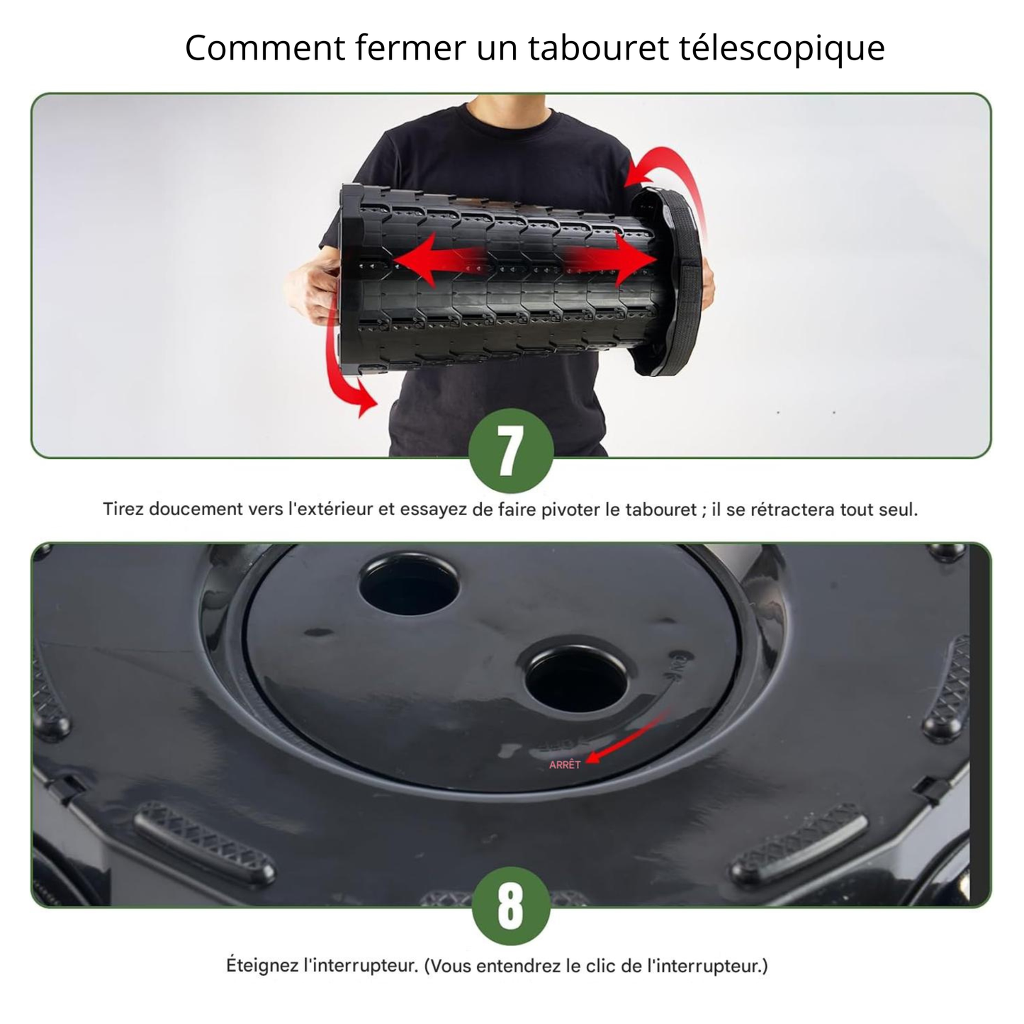 Tabouret Pliable – Ultra Léger, Solide et Facile à Transporter