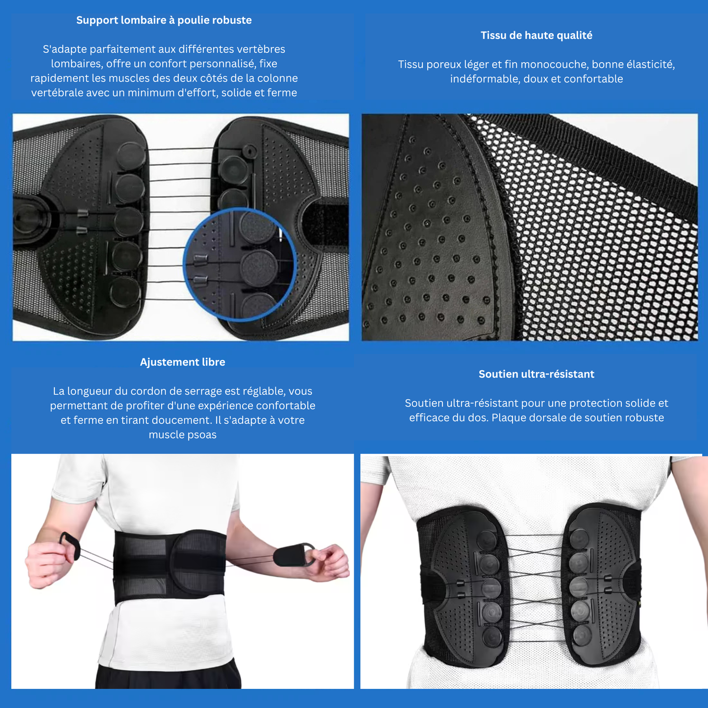 Ceinture de maintien dorsal réglable – Soulagement lombaire immédiat